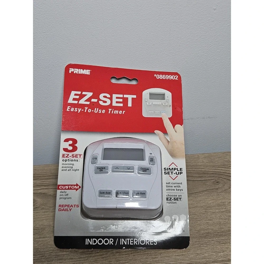 Prime EZ-Set Indoor Digital Timer 24-Hour Programmable TNIDP-12 NIP